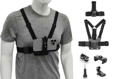 6-Piece Head Strap and Chest Harness Mount Kit for Phone Action Camera In Australia - Darrahopens