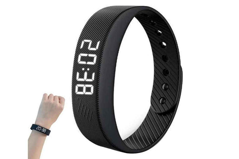 Digital Sports Watch Pedometer Vibrating Alarm Wristband - Black In Australia - Darrahopens