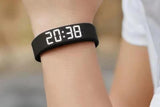 Digital Sports Watch Pedometer Vibrating Alarm Wristband - Black
