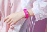 Digital Sports Watch Pedometer Vibrating Alarm Wristband - Pink