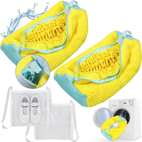 Laundry Bags 2 Pack Mesh Shoe Washing Bags with Hanging Hook Zipper Closure Yellow In Australia - Darrahopens