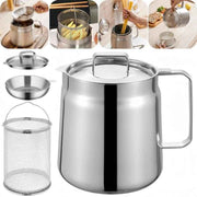 1.5L Stainless Steel Oil Filter Pot, Bacon Grease Container with Strainer for Kitchen In Australia - Darrahopens