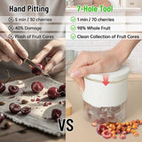 7-in-1 Multi Cherry Pitter Tool Quick Fruit Seed Remover Kitchen Gadget (Red)