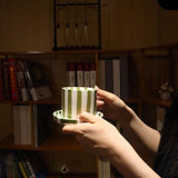 8 Oz Striped Ceramic Coffee Cup With Dish - Green In Australia - Darrahopens