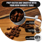 Measuring Cups Spoons Set Stainless Steel Wood Handle Premium Kitchen Baking Silver
