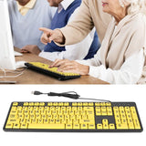 104 Keys Large Print USB Wired Keyboard, Computer Keyboard for Elderly Visually Impaired