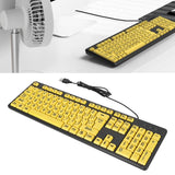 104 Keys Large Print USB Wired Keyboard, Computer Keyboard for Elderly Visually Impaired