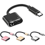 2-in-1 USB-C Charging 3.5mm Audio Adapter Converter For Type-C Android Smartphones(Black)