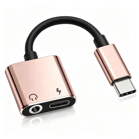2-in-1 USB-C Charging 3.5mm Audio Adapter Converter For Type-C Android Smartphones(Pink)
