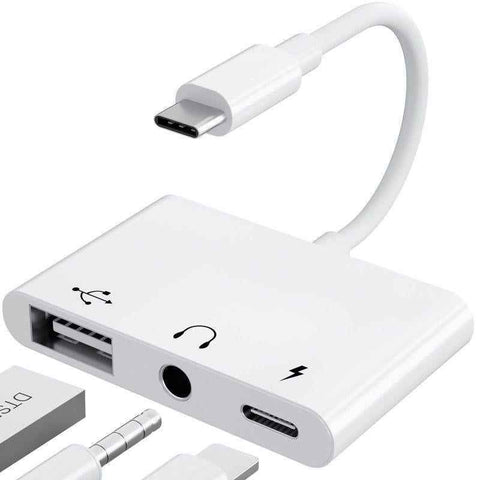 3-in-1 USB-C Adapter Fast Charging Lightning & 3.5mm Audio Port Multi Function Converter In Australia - Darrahopens