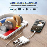 3-in-1 USB-C Adapter Fast Charging Lightning & 3.5mm Audio Port Multi Function Converter In Australia - Darrahopens