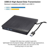 External CD Drive USB 3.0 Slim DVD Burner High Speed Data Transfer for Laptop Desktop Black