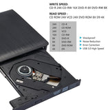 External CD Drive USB 3.0 Slim DVD Burner High Speed Data Transfer for Laptop Desktop Black