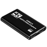 USB 3.0 Video Capture Card, High Resolution Game Live Stream Camera Recording Capture Adapter(Black) In Australia - Darrahopens
