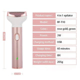 4-in-1 Electric Lady Shaver Kit for Women, Waterproof Bikini, Nose & Eyebrow Trimmer