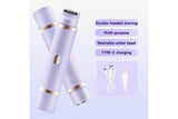 Ladies Dual Head Electric Shaver Full Body Hair Remover for Underarm Legs Purple