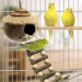 Hanging Coconut Shell Bird Nest With Ladder Cage Landscape Warm Bird House In Australia - Darrahopens