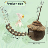 Hanging Coconut Shell Bird Nest With Ladder Cage Landscape Warm Bird House In Australia - Darrahopens