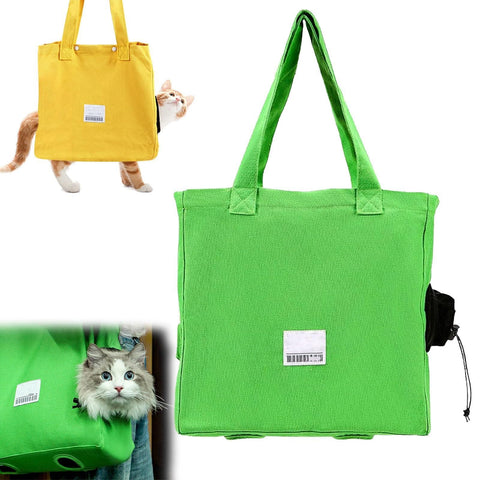 Canvas Cat Carrier Bag Green Breathable Tote Pet Travel Bag With Leg Holes Safety Strap In Australia - Darrahopens