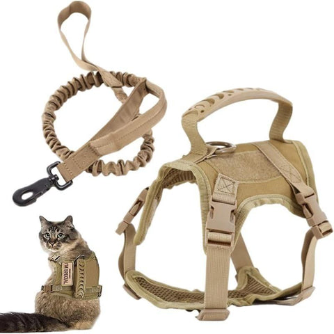 Escape Proof Cat Harness & Leash Set Adjustable Mesh Vest with Handle for Outdoor Walking - Khaki In Australia - Darrahopens