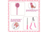 Pet Grooming Kit 8 Piece Nail Clipper File Deshedding Brush Flea Comb Toothbrush - Pink