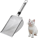3.8mm Small Hole Cat Litter Scoop Stainless Steel Handle Pet Cleaning Shovel Silver