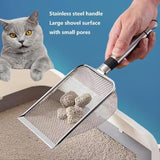 3.8mm Small Hole Cat Litter Scoop Stainless Steel Handle Pet Cleaning Shovel Silver