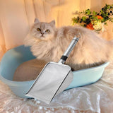 3.8mm Small Hole Cat Litter Scoop Stainless Steel Handle Pet Cleaning Shovel Silver