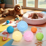 3Pcs Colorful TPR Spiky Dog Chew Balls Non Squeaky Tough Teething Toy For Aggressive Chewers Puppies