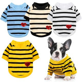 4Pcs Striped Pet T-Shirt Spring Summer Universal Clothes for Cat Dog Dachshund French Bulldog
