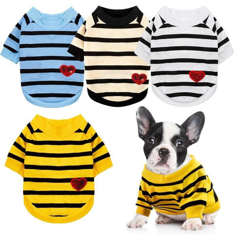 4Pcs Striped Pet T-Shirt Spring Summer Universal Clothes for Cat Dog Dachshund French Bulldog In Australia - Darrahopens