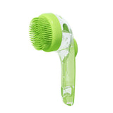 Dog Bath Brush with Soap Dispenser Long Handle Massage Brush Green
