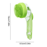 Dog Bath Brush with Soap Dispenser Long Handle Massage Brush Green