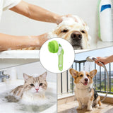 Dog Bath Brush with Soap Dispenser Long Handle Massage Brush Green
