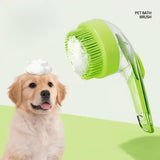 Dog Bath Brush with Soap Dispenser Long Handle Massage Brush Green