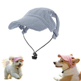 Dog Cap Baseball Breathable Mesh Ear Holes Adjustable Strap Blue - S