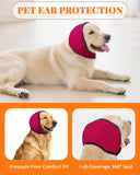 Dog Ear Cover Noise Protection Adjustable Grooming Hood Comfortable Pet Accessory - Rose Red L