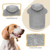 Dog Hoodie Double Sided Fleece Coat Gray Warm Jacket for Dogs - XS