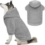 Dog Hoodie Double Sided Fleece Coat Gray Warm Jacket for Dogs - S In Australia - Darrahopens