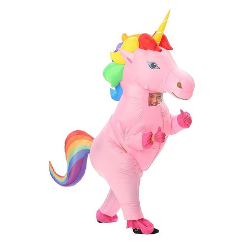 Rainbow Unicorn Cartoon Costumes Air Model Inflatable Costume Funny Dress Up Props Halloween Party Clothes Adult One Size In Australia - Darrahopens