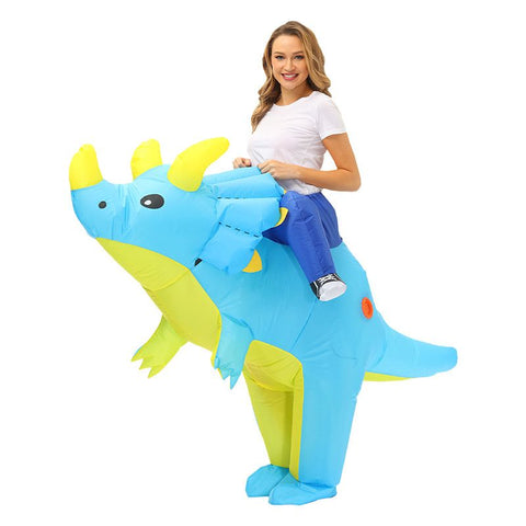 Ride On Triceratops Cartoon Costumes Air Model Inflatable Costume Funny Dress Up Props Halloween Party Clothes Adult One Size In Australia - Darrahopens