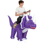 Purple Ride On Triceratops Cartoon Costumes Air Model Inflatable Costume Funny Dress Up Props Halloween Party Clothes Adult One Size