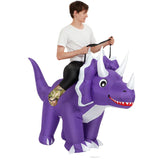Purple Ride On Triceratops Cartoon Costumes Air Model Inflatable Costume Funny Dress Up Props Halloween Party Clothes Adult One Size