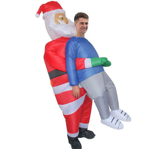 Santa Claus Carrying Person Cartoon Costumes Air Model Inflatable Costume Funny Dress Up Props Christmas Party Clothes Adult One Size In Australia - Darrahopens