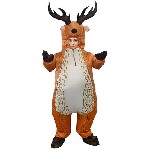 Christmas Reindeer Cartoon Costumes Air Model Inflatable Costume Funny Dress Up Props Christmas Party Clothes Adult One Size