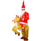 Santa Riding Reindeer Cartoon Costumes Air Model Inflatable Costume Funny Dress Up Props Halloween Party Clothes Adult One Size In Australia - Darrahopens