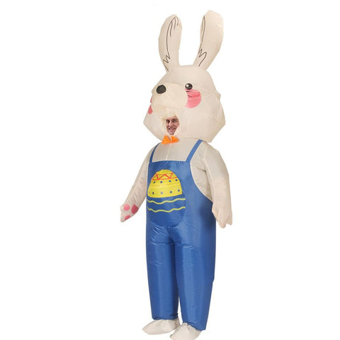 Blue Easter Bunny Cartoon Costumes Air Model Inflatable Costume Funny Dress Up Props Easter Party Clothes Adult One Size