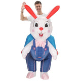 Blue Ride On Rabbit Cartoon Costumes Air Model Inflatable Costume Funny Dress Up Props Halloween Party Clothes Adult One Size