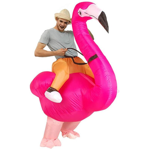 Pink Flamingo Cartoon Costumes Air Model Inflatable Costume Funny Dress Up Props Halloween Party Clothes Adult One Size