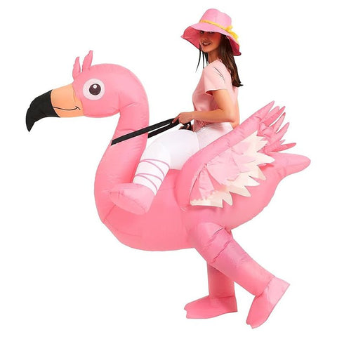 Pink Ride On Flamingo Cartoon Costumes Air Model Inflatable Costume Funny Dress Up Props Halloween Party Clothes Adult One Size In Australia - Darrahopens
